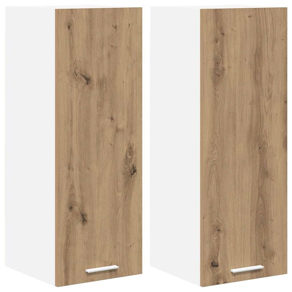 Viseći ormarić 2 pcs Umjetnički hrast i bijela 30 x 31 x 80 cm