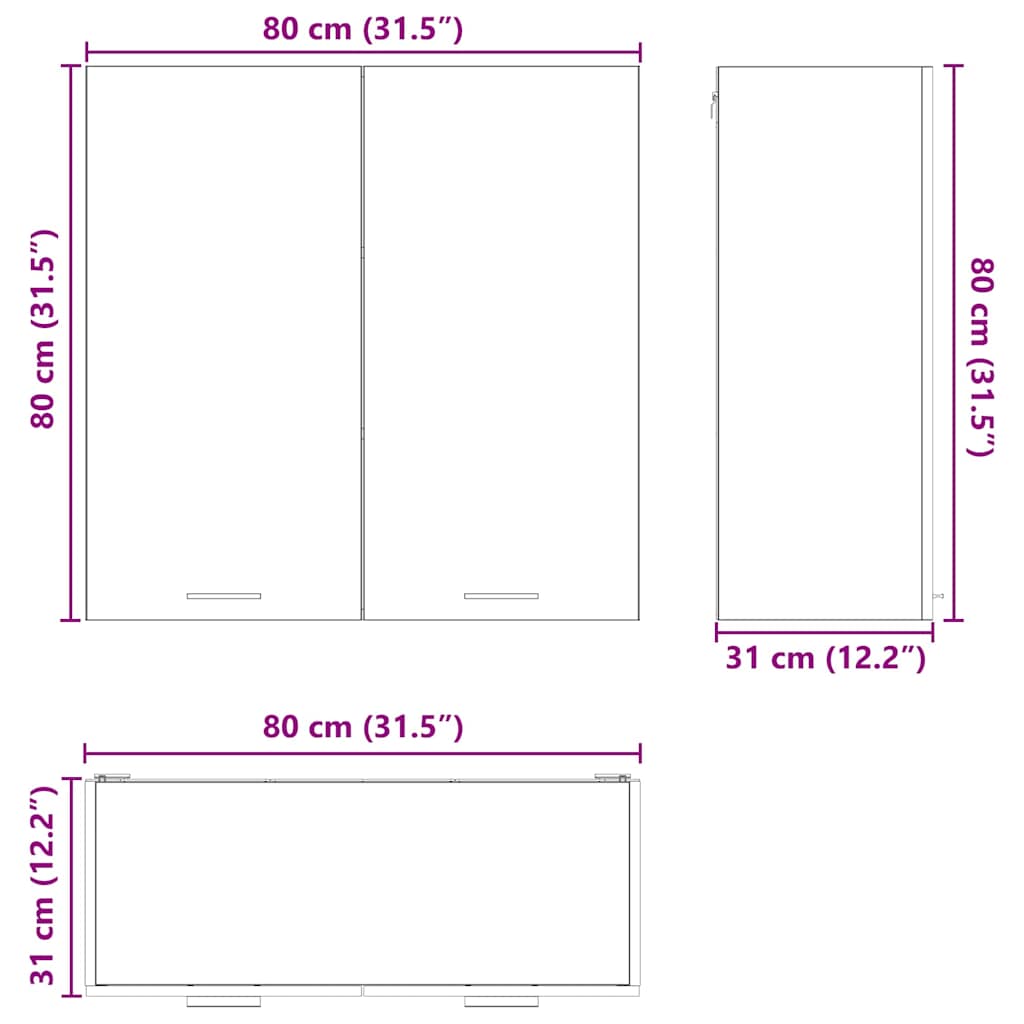 Viseći ormarić Staro drvo 80 x 31 x 80 cm Konstruirano drvo