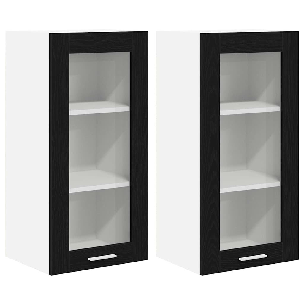 Viseći ormarić s pohranom 2 pcs Crni hrast 40 x 31 x 80 cm