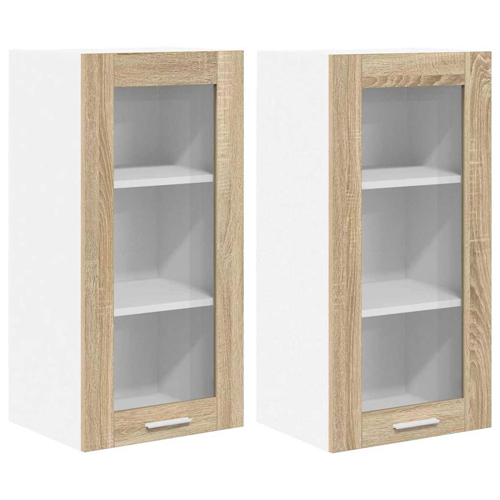 Viseći ormarić s pohranom 2 pcs Sonoma hrast 40 x 31 x 80 cm