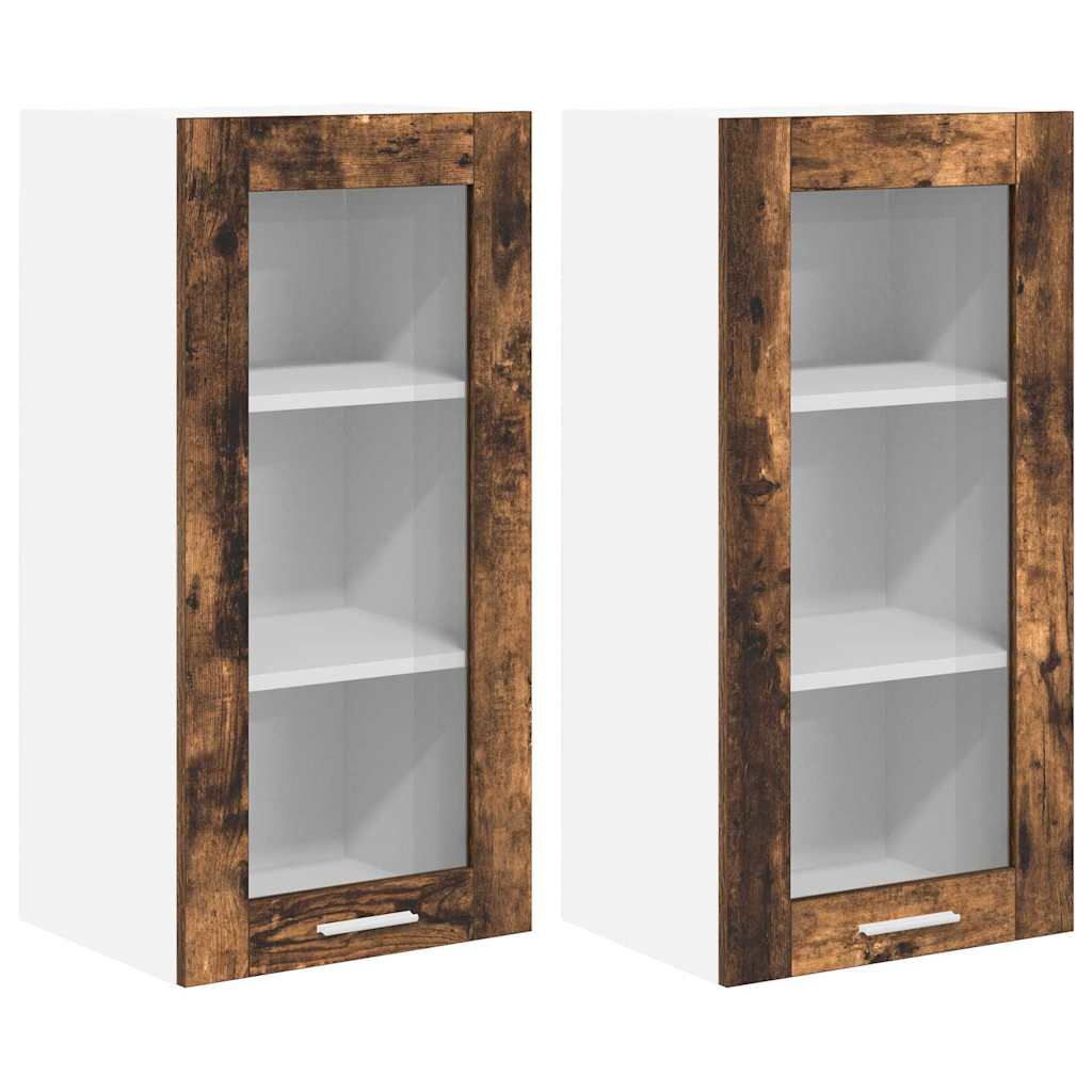 Viseći ormarić s pohranom 2 pcs Dimljeni hrast 40 x 31 x 80 cm