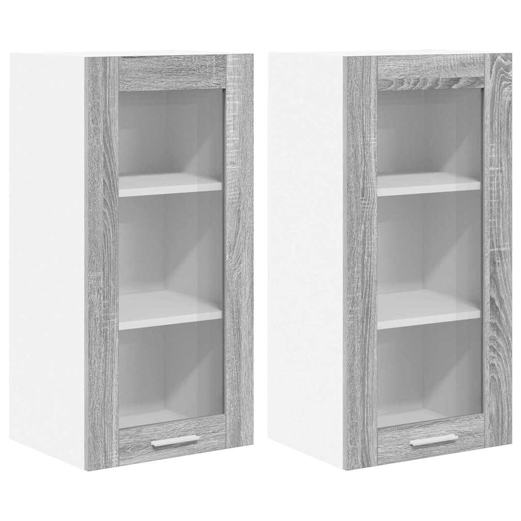 Viseći ormarić s pohranom 2 pcs Siva Sonoma 40 x 31 x 80 cm