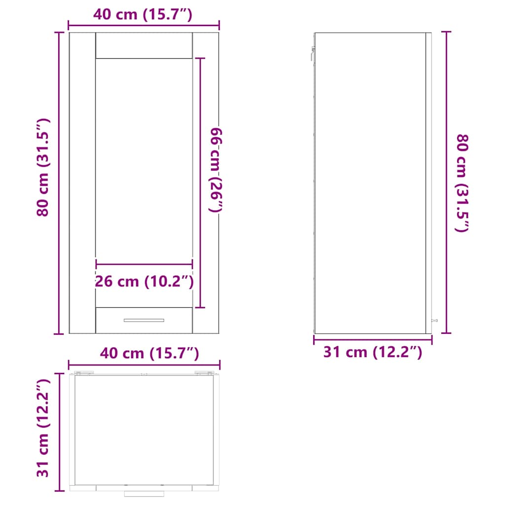 Viseći ormarić s pohranom 2 pcs Siva Sonoma 40 x 31 x 80 cm
