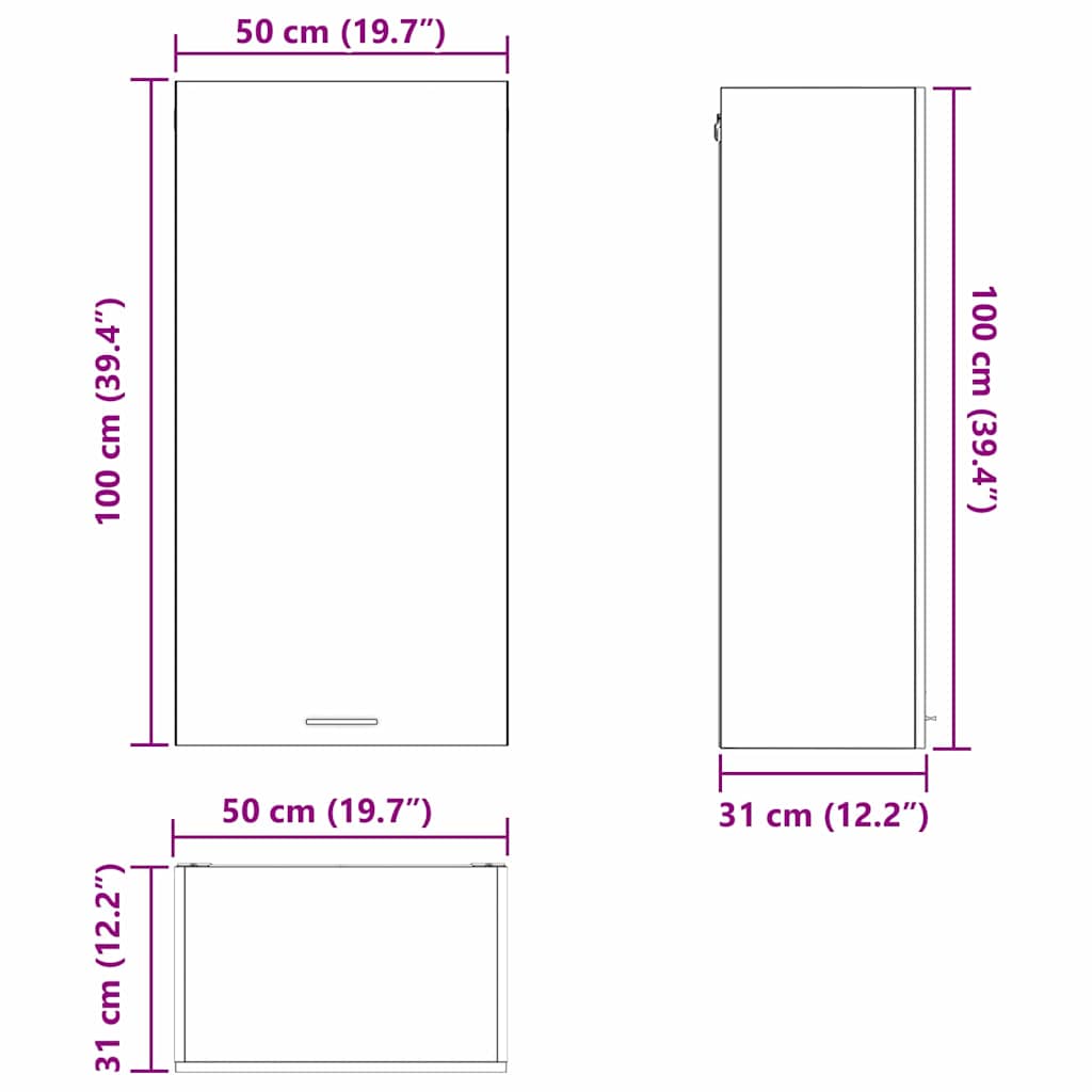 Viseći ormarić Umjetnički hrast i bijela 50 x 31 x 100 cm