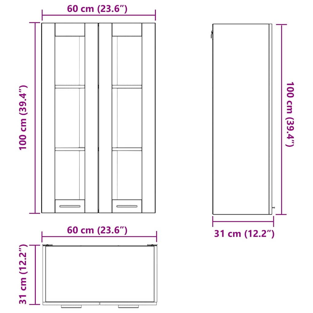 Viseći ormarić s pohranom Dimljeni hrast 60 x 31 x 100 cm