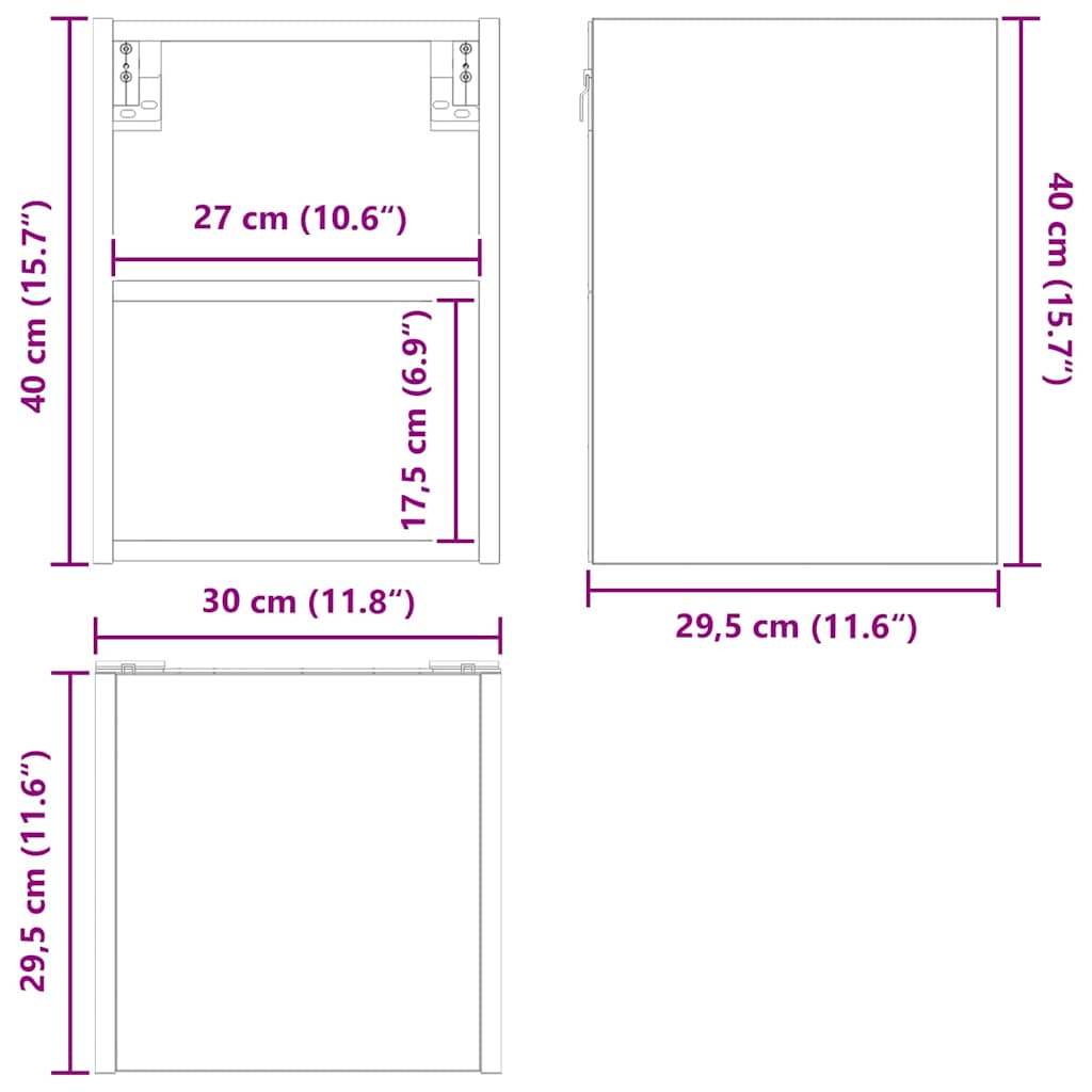 Viseći ormarić Staro drvo 30 x 29,5 x 40 cm Konstruirano drvo