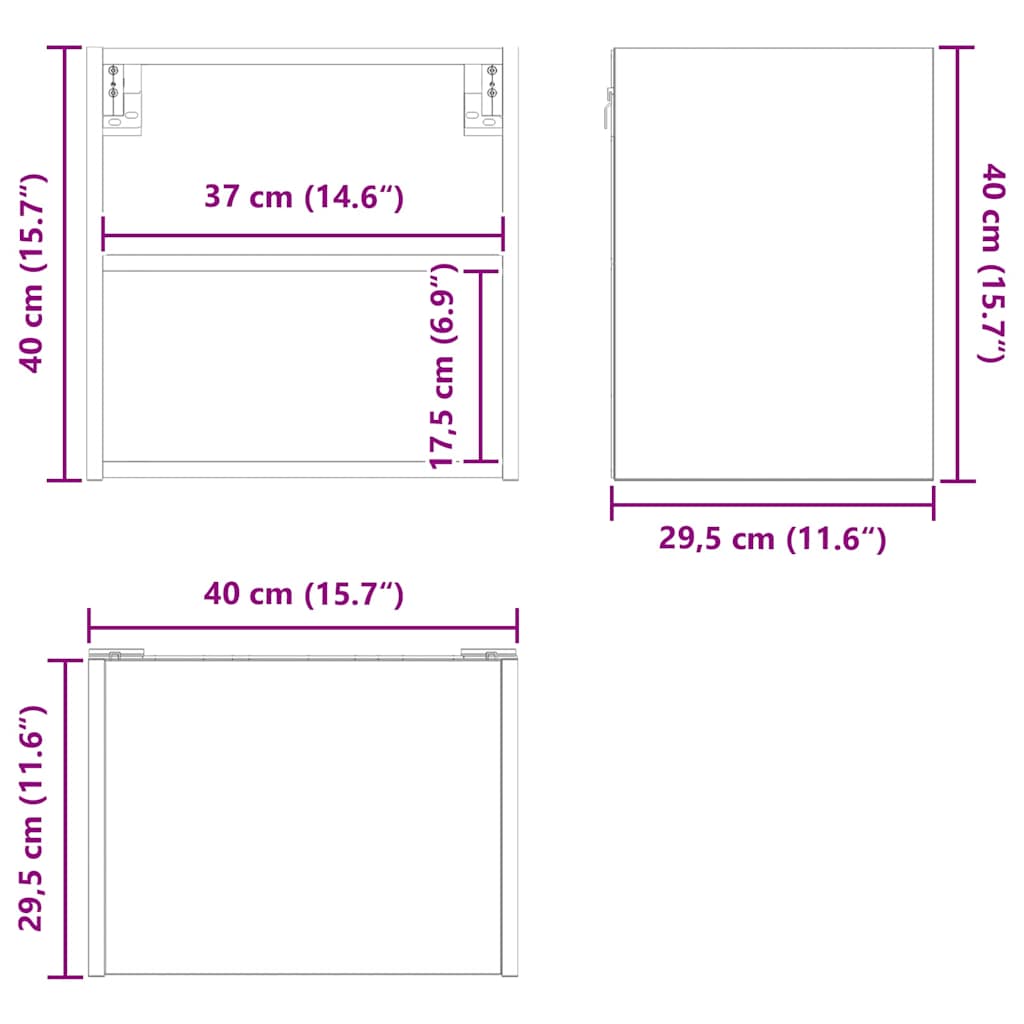 Viseći ormarić Crni hrast 40 x 29,5 x 40 cm Konstruirano drvo