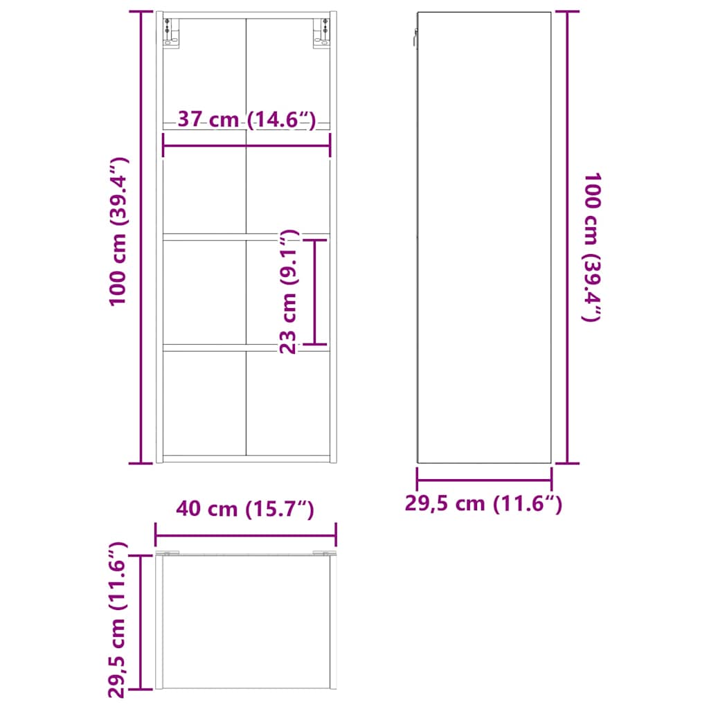 Viseći ormarić s pohranom Sonoma hrast 40 x 29,5 x 100 cm
