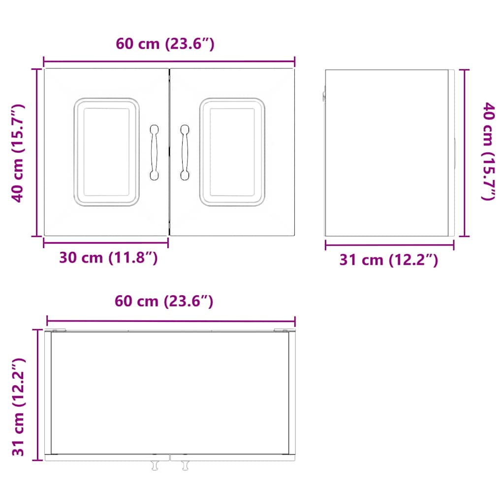 Kuhinjski ormarić Kalmar 2 pcs Sonoma hrast 60 x 31 x 40 cm
