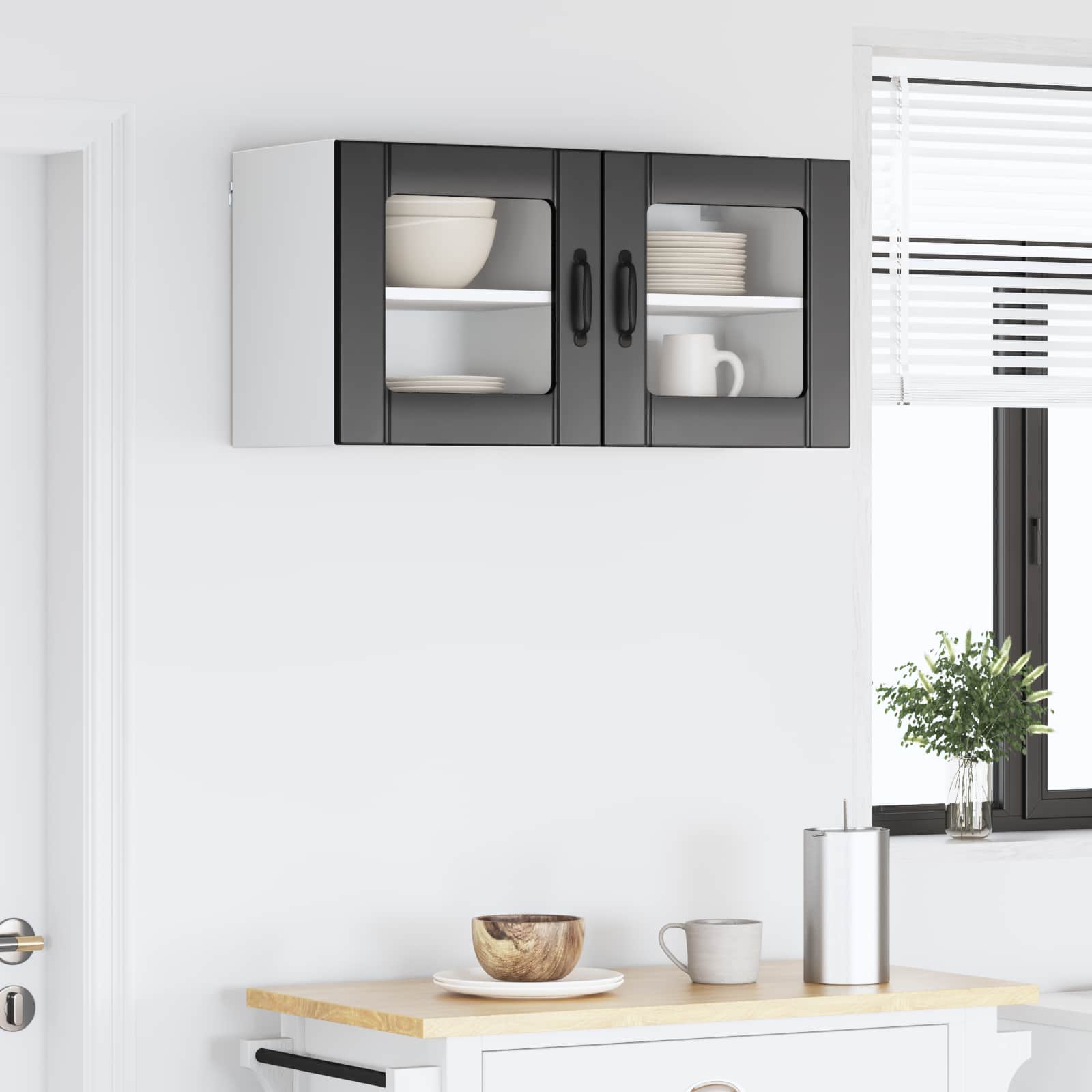 Zidni stakleni ormarić Lucca 2 pcs Crna 40 x 31 x 40 cm