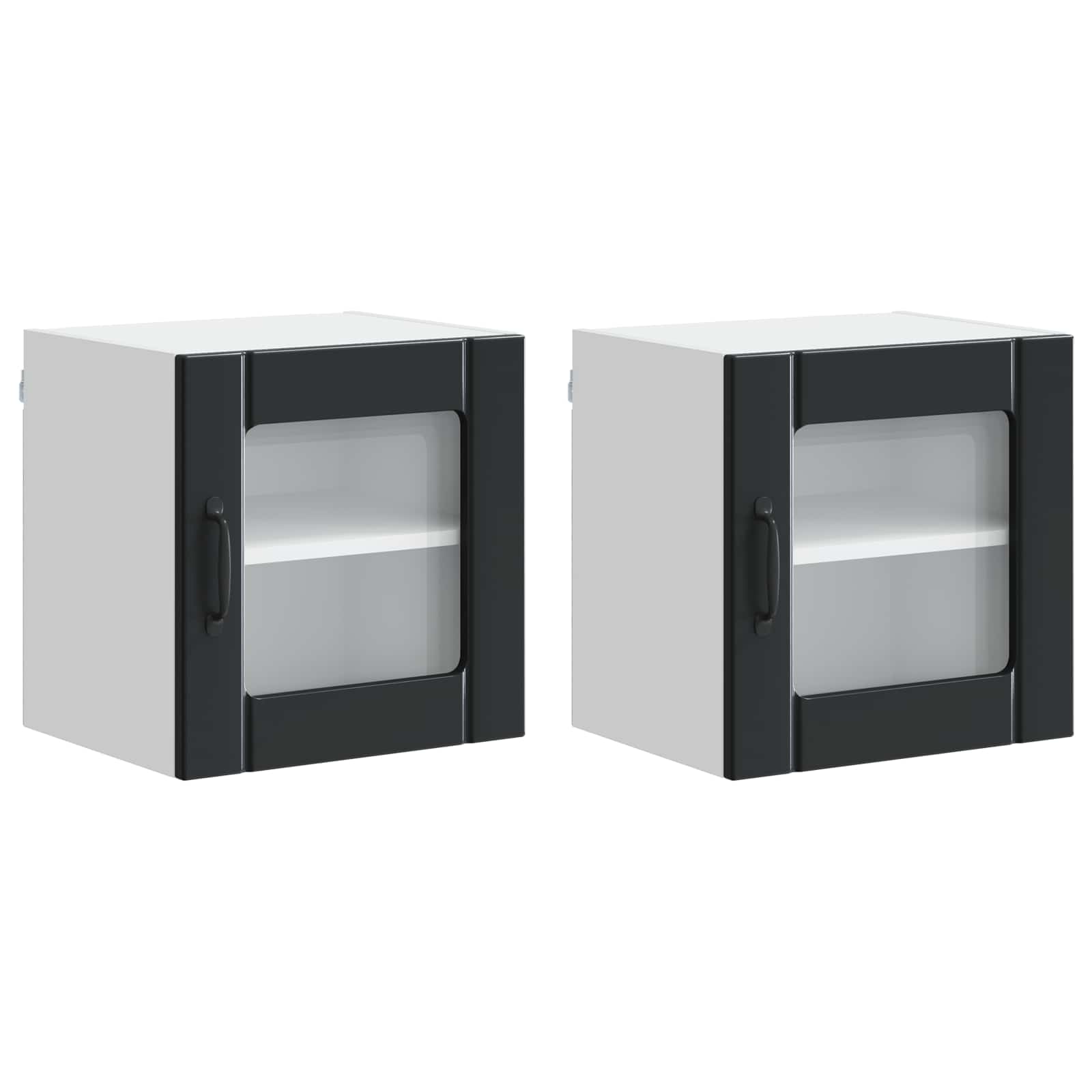 Zidni stakleni ormarić Lucca 2 pcs Crna 40 x 31 x 40 cm