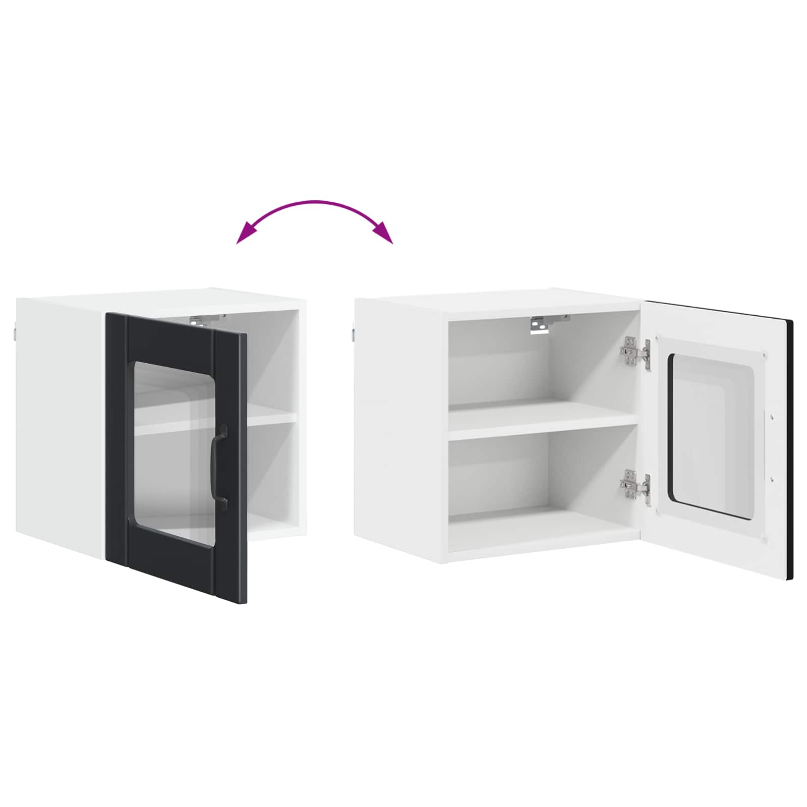 Zidni stakleni ormarić Lucca 2 pcs Crna 40 x 31 x 40 cm