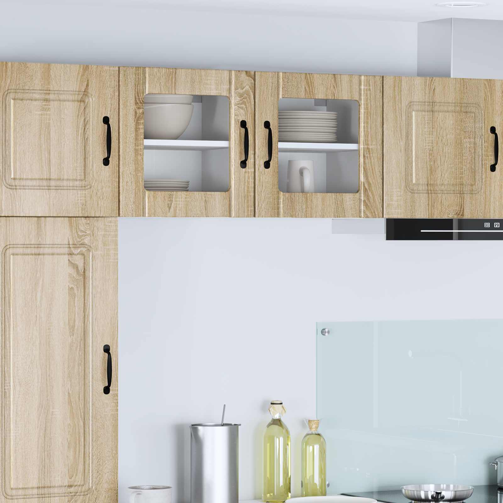 Zidni stakleni ormarić Lucca 2 pcs Hrast sonoma 40 x 31 x 40 cm
