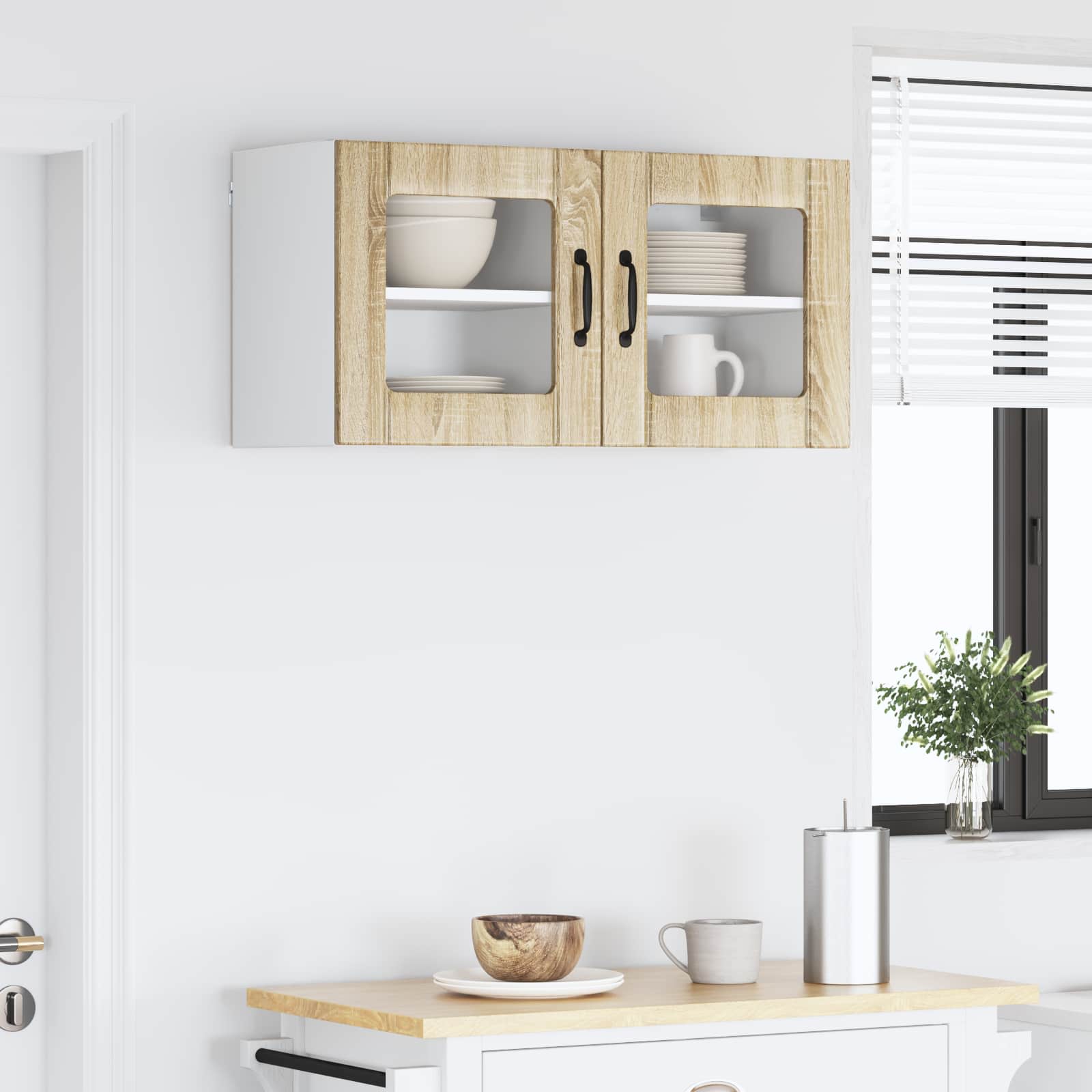 Zidni stakleni ormarić Lucca 2 pcs Hrast sonoma 40 x 31 x 40 cm