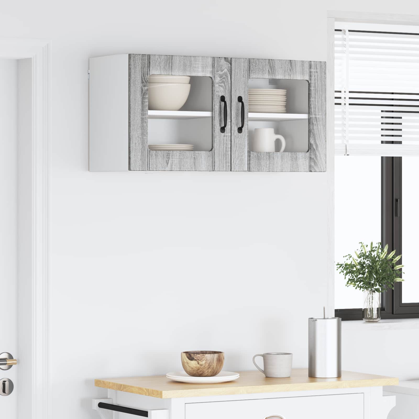 Zidni stakleni ormarić Lucca 2 pcs Siva sonoma 40 x 31 x 40 cm