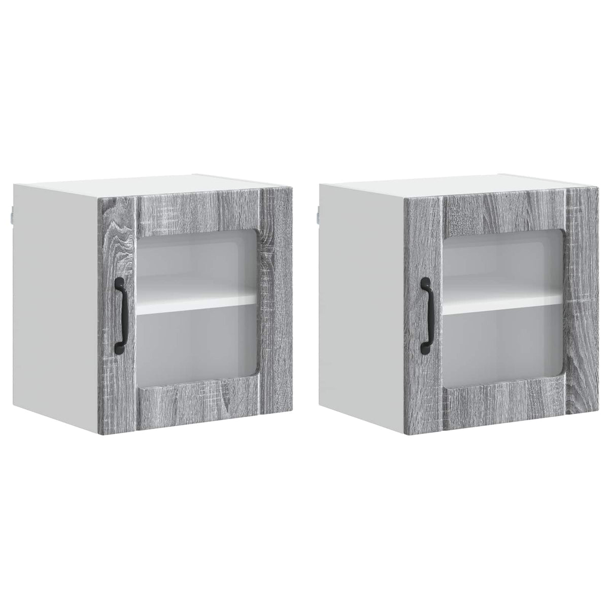 Zidni stakleni ormarić Lucca 2 pcs Siva sonoma 40 x 31 x 40 cm