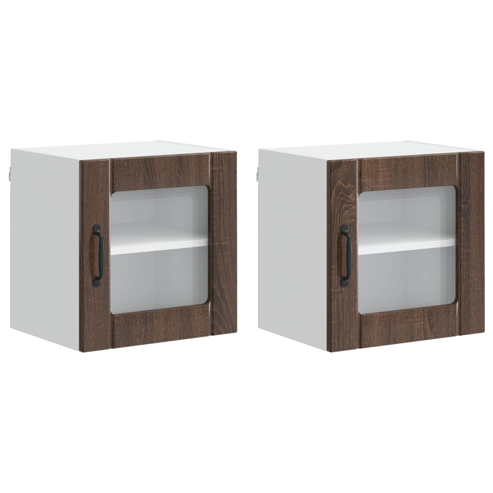Zidni stakleni ormarić Lucca 2 pcs Smeđi hrast 40 x 31 x 40 cm