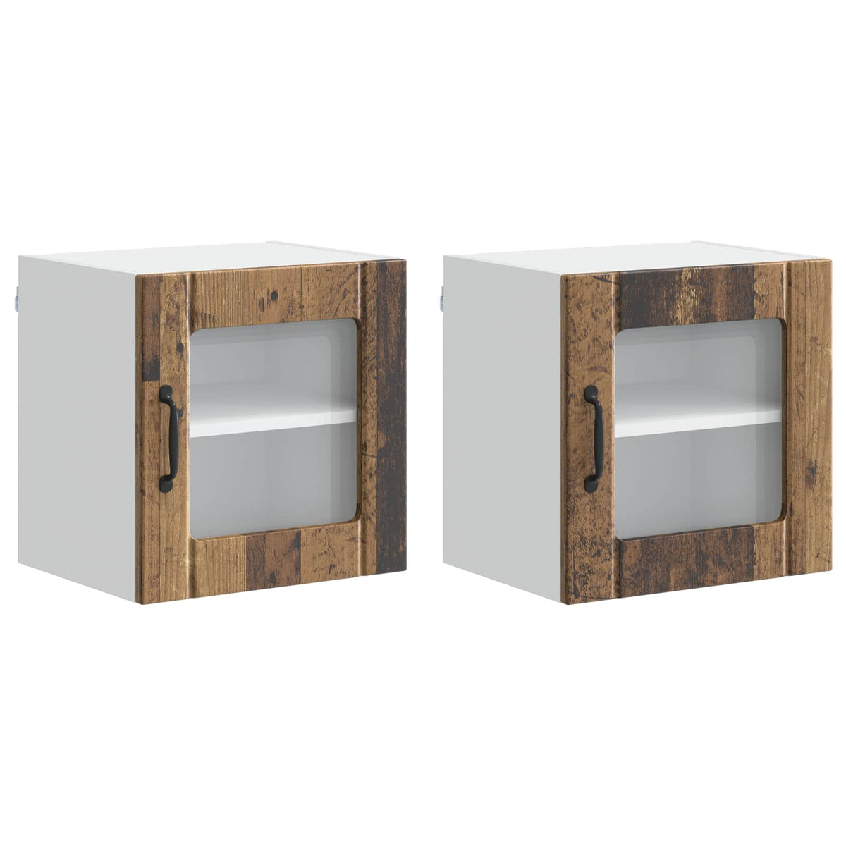 Zidni stakleni ormarić Lucca 2 pcs Staro drvo 40 x 31 x 40 cm