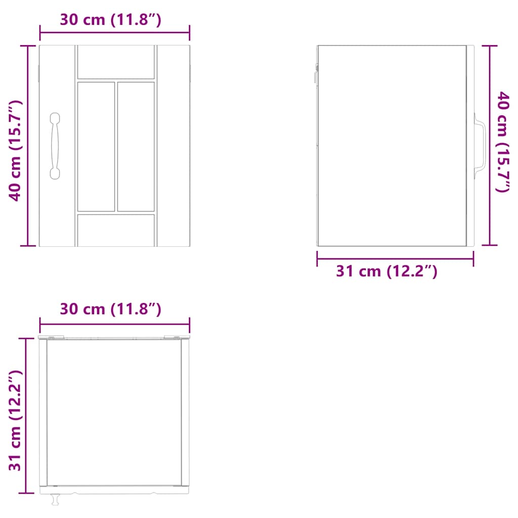Ormar za Zid Lucca 2 pcs Siva sonoma 30 x 31 x 40 cm