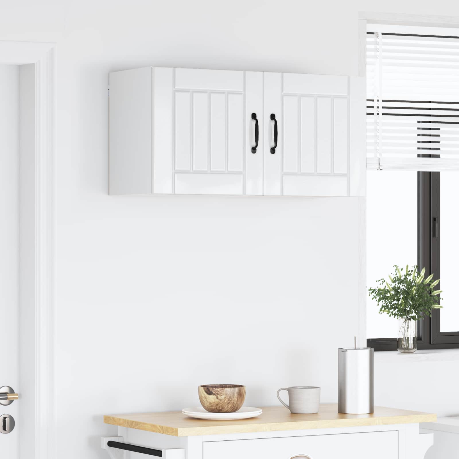 Ormar za Zid Lucca 2 pcs Bijela visokog sjaja 40 x 31 x 40 cm