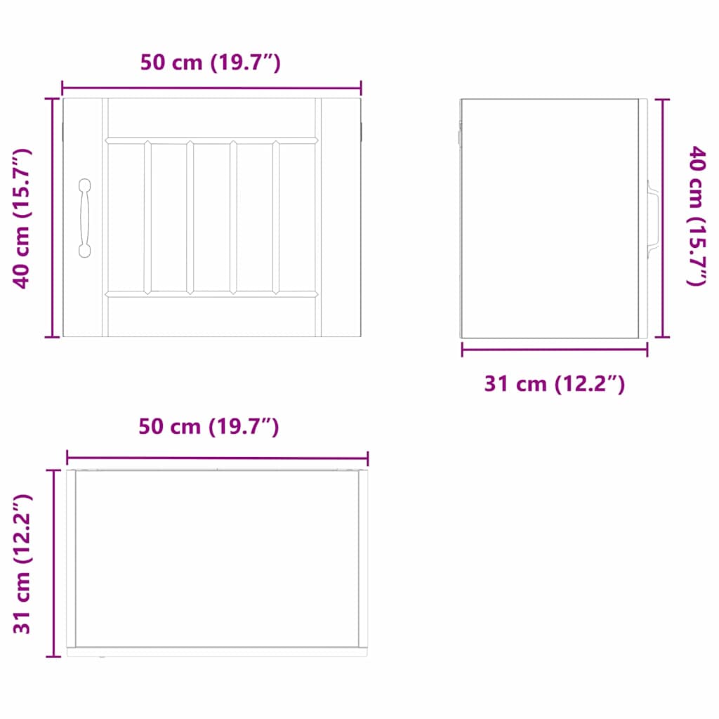 Ormar za Zid Lucca Crna 50 x 31 x 40 cm Konstruirano drvo
