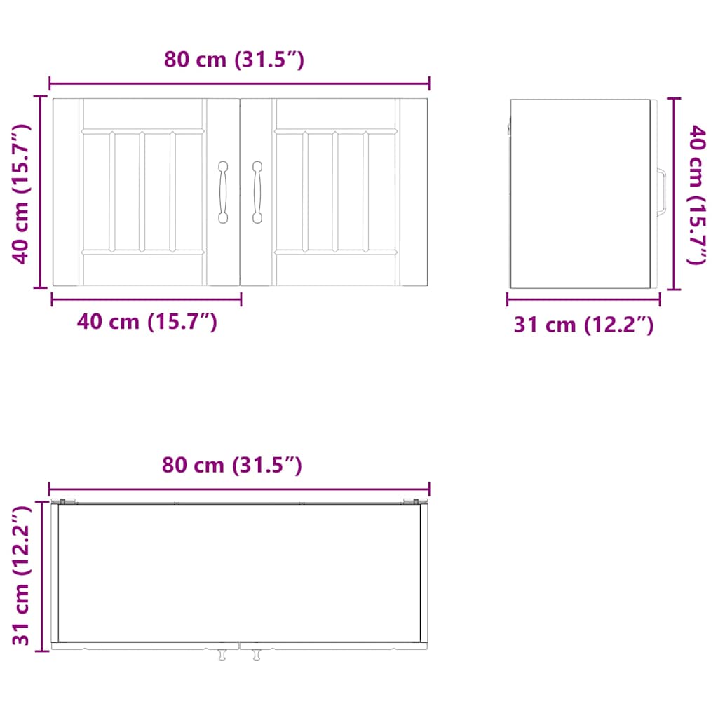 Ormar za Zid Lucca Betonska siva 80 x 31 x 40 cm