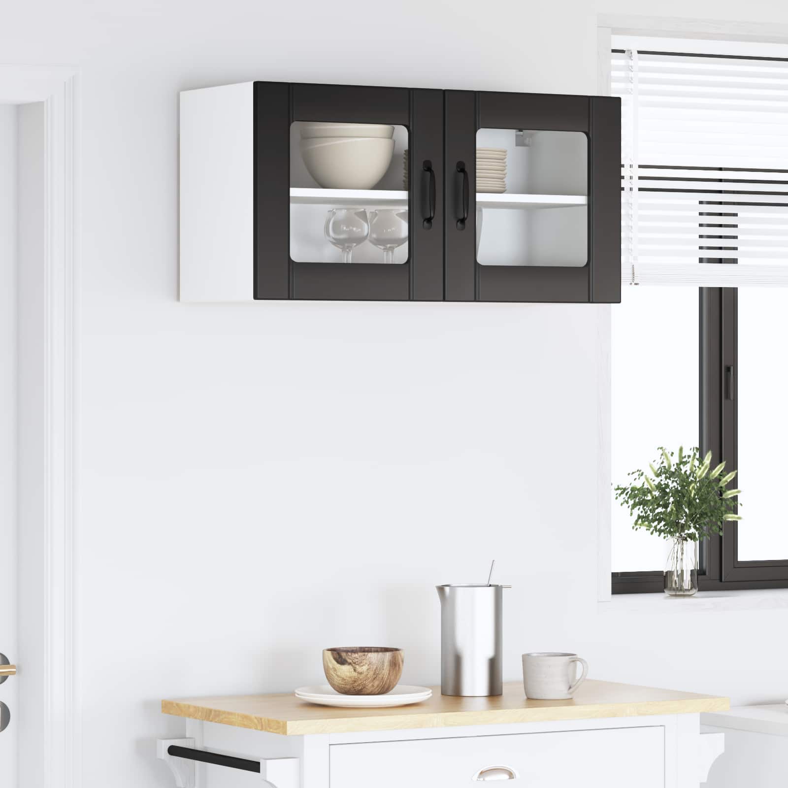 Zidni stakleni ormarić Lucca Crna 80 x 31 x 40 cm