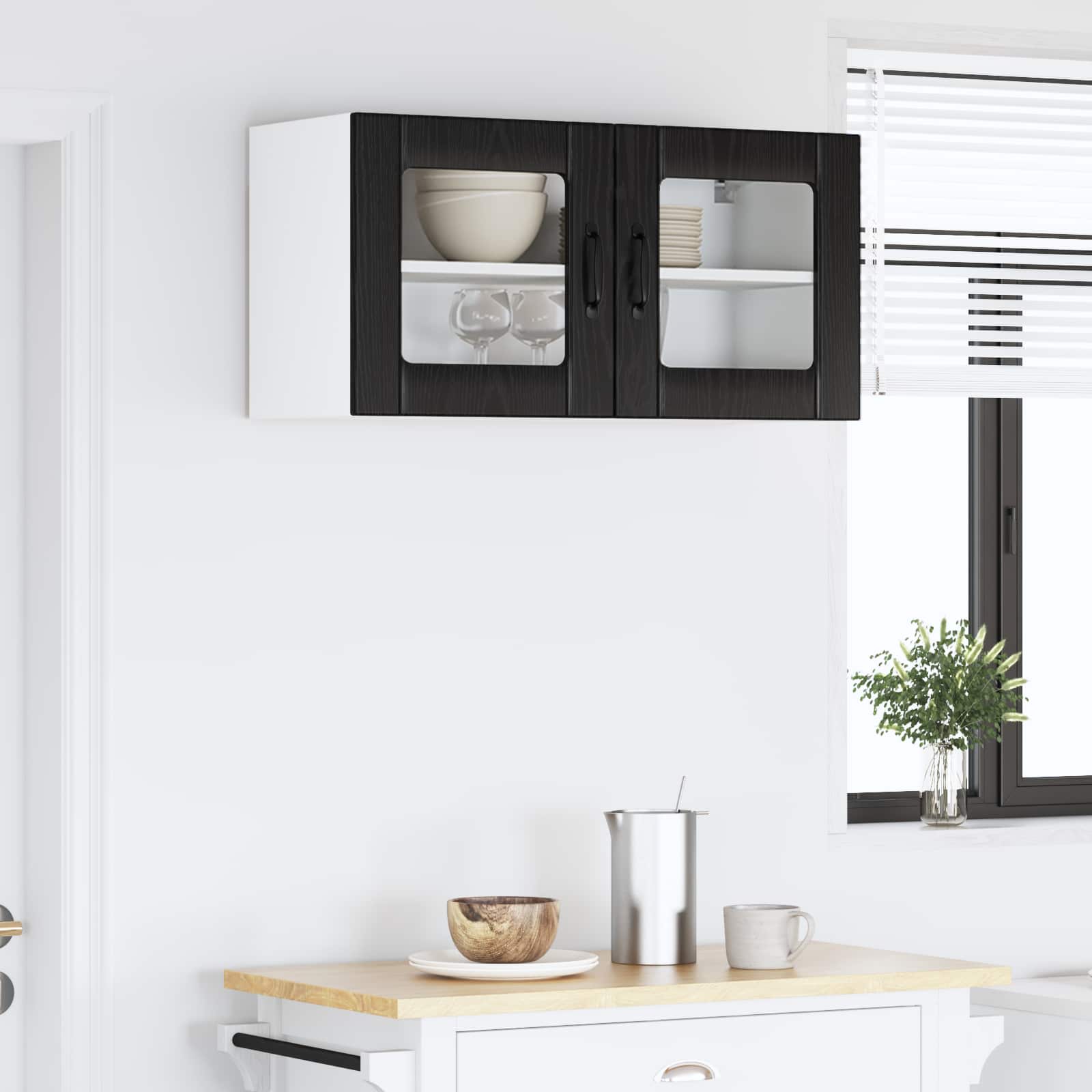 Zidni stakleni ormarić Lucca Crni hrast 80 x 31 x 40 cm