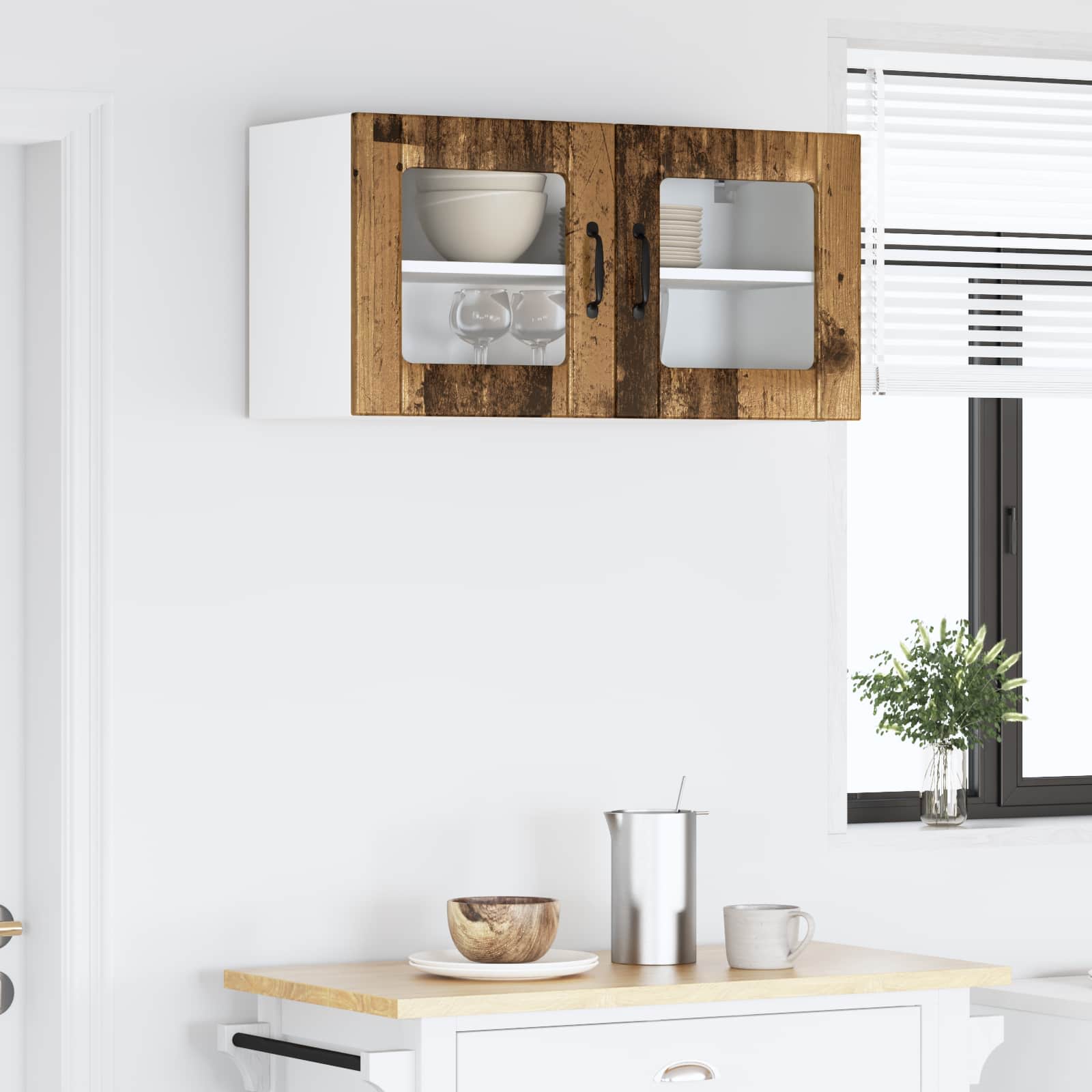 Zidni stakleni ormarić Lucca Staro drvo 80 x 31 x 40 cm
