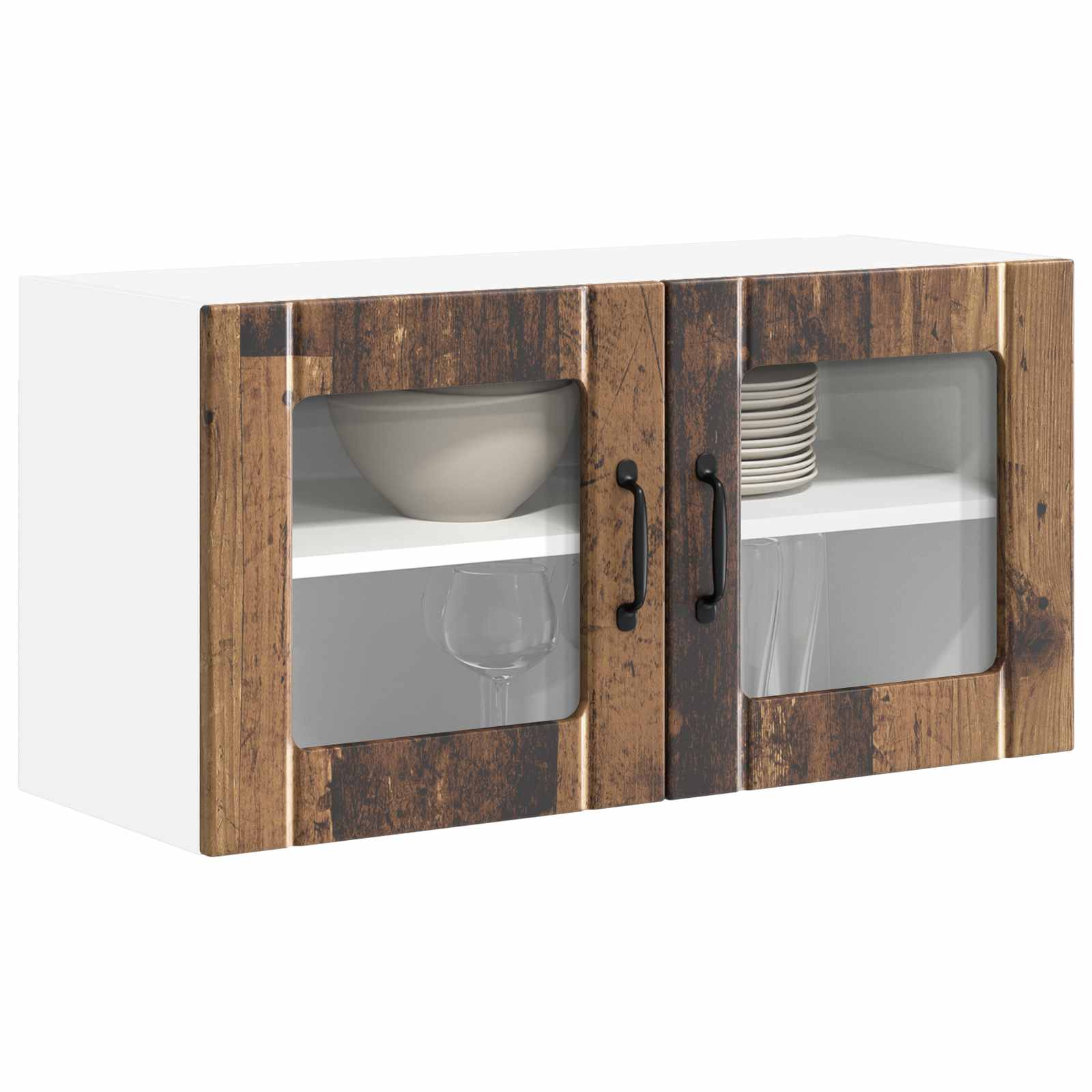 Zidni stakleni ormarić Lucca Staro drvo 80 x 31 x 40 cm