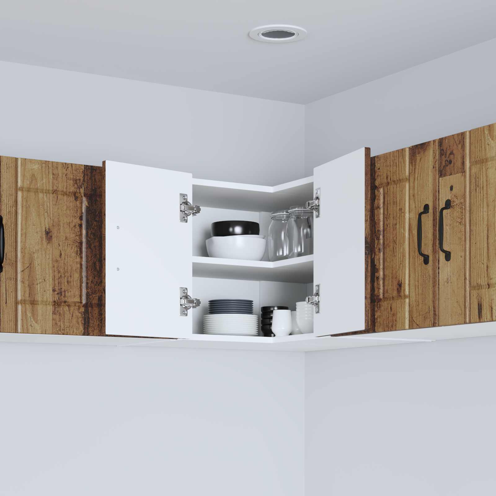 Zidni kutni ormar Lucca Staro drvo 57 x 57 x 40 cm