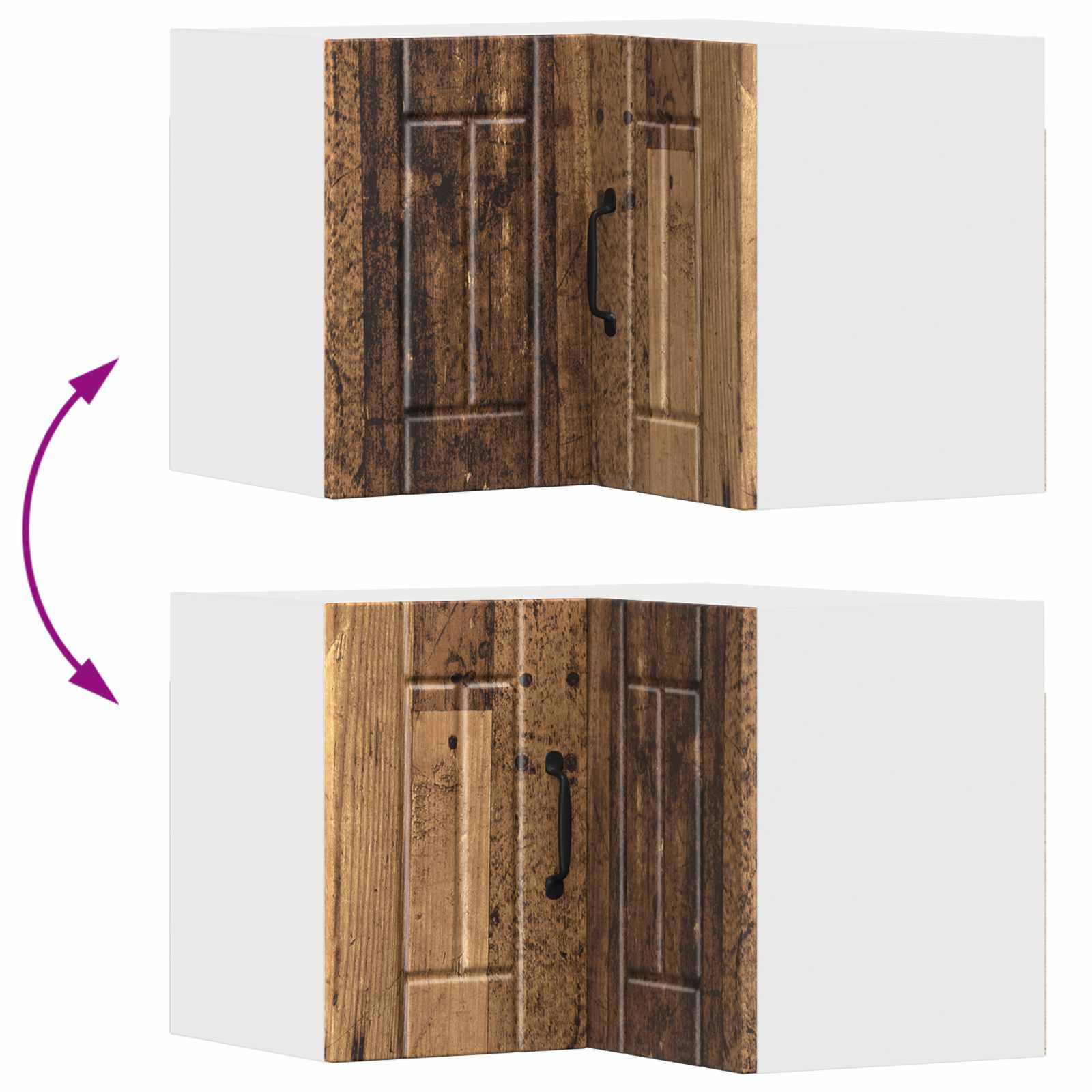 Zidni kutni ormar Lucca Staro drvo 57 x 57 x 40 cm