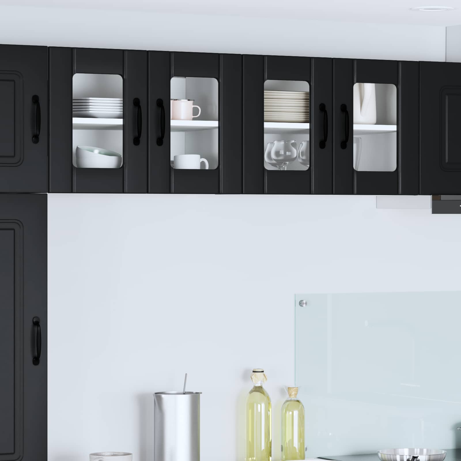 Zidni stakleni ormarić Lucca 2 pcs Crna 60 x 31 x 40 cm