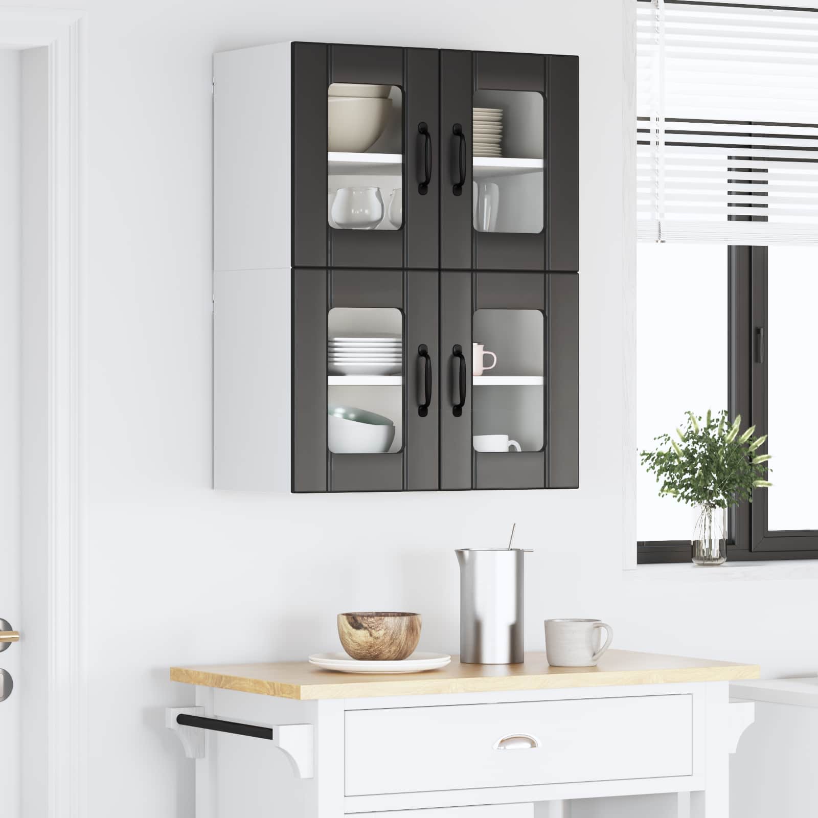 Zidni stakleni ormarić Lucca 2 pcs Crna 60 x 31 x 40 cm