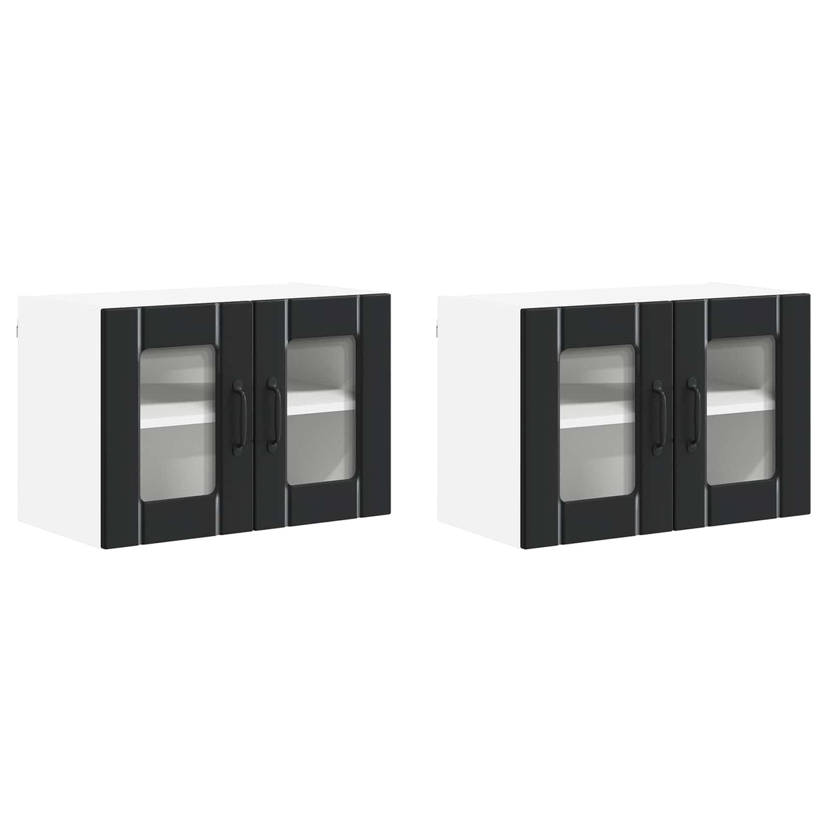 Zidni stakleni ormarić Lucca 2 pcs Crna 60 x 31 x 40 cm
