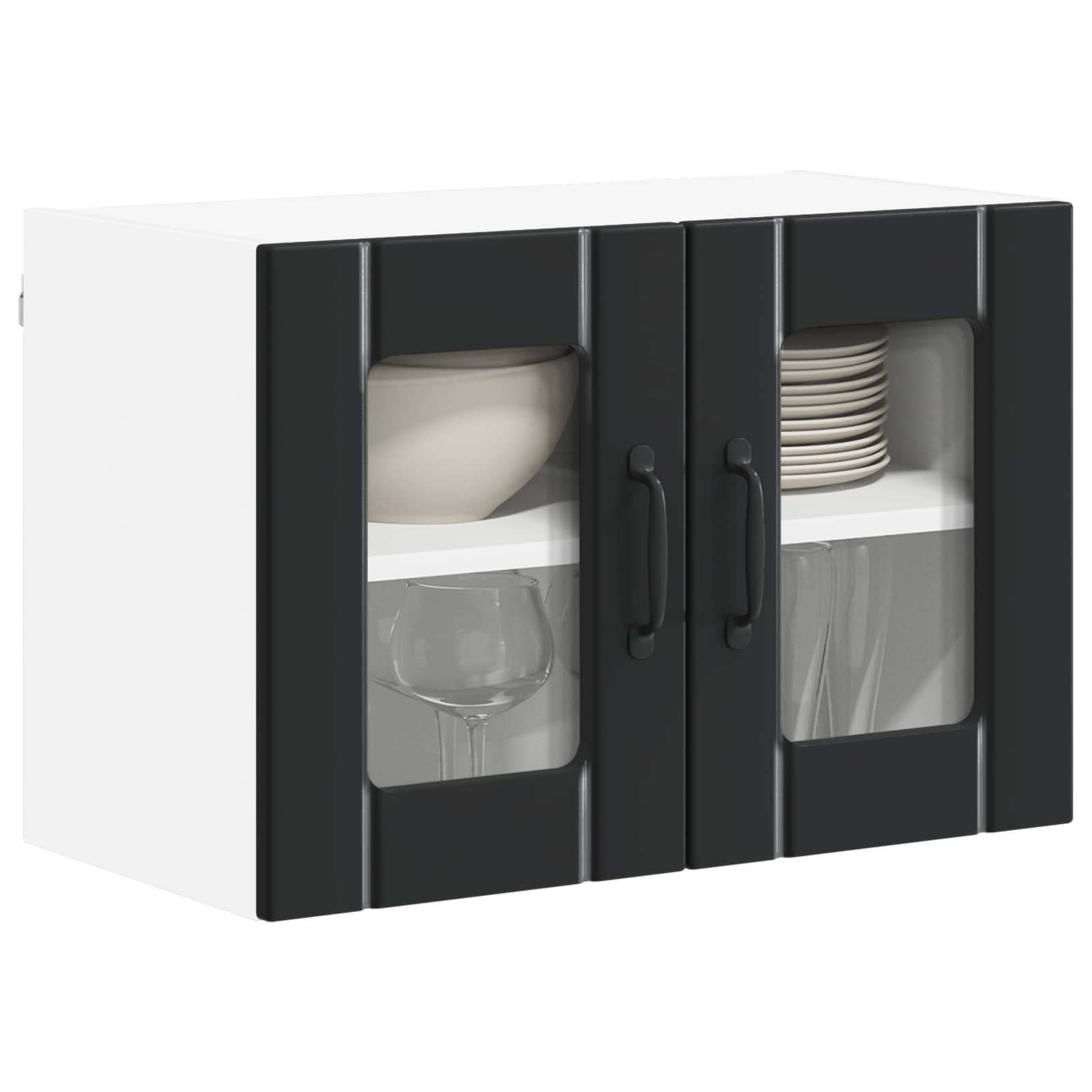 Zidni stakleni ormarić Lucca 2 pcs Crna 60 x 31 x 40 cm