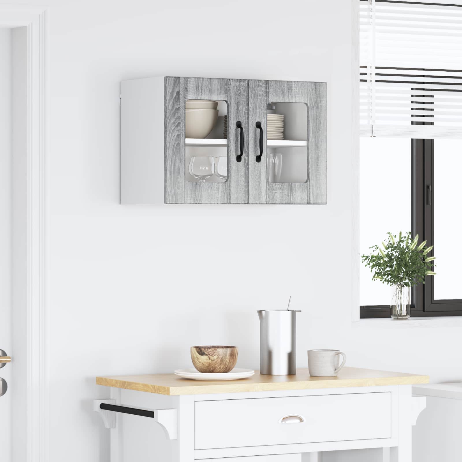 Zidni stakleni ormarić Lucca Siva sonoma 60 x 31 x 40 cm