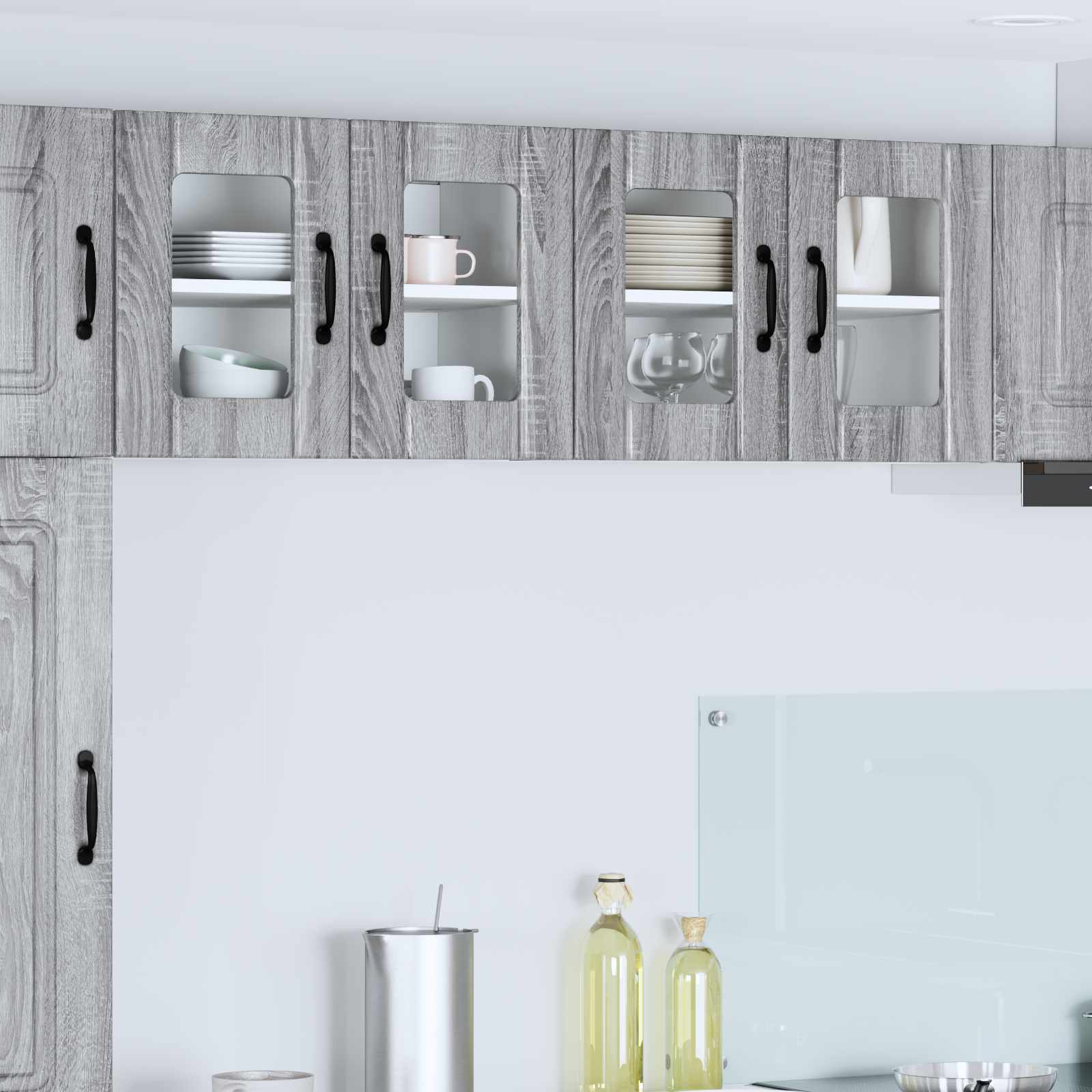 Zidni stakleni ormarić Lucca 2 pcs Siva sonoma 60 x 31 x 40 cm
