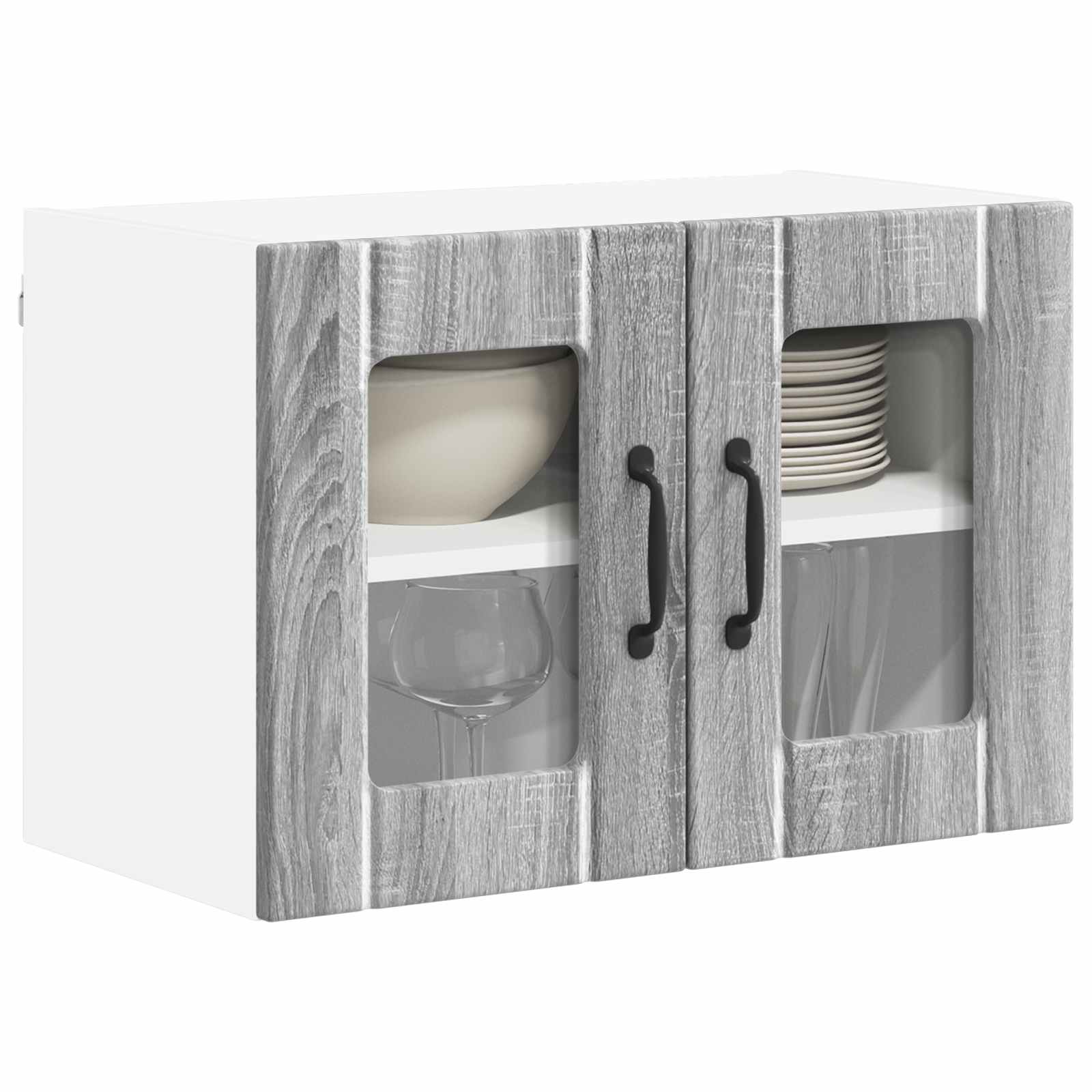 Zidni stakleni ormarić Lucca 2 pcs Siva sonoma 60 x 31 x 40 cm