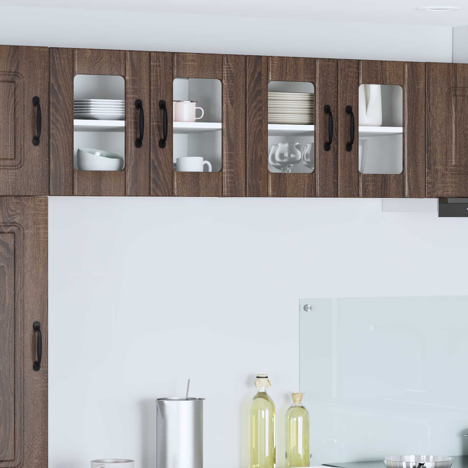 Zidni stakleni ormarić Lucca 2 pcs Smeđi hrast 60 x 31 x 40 cm