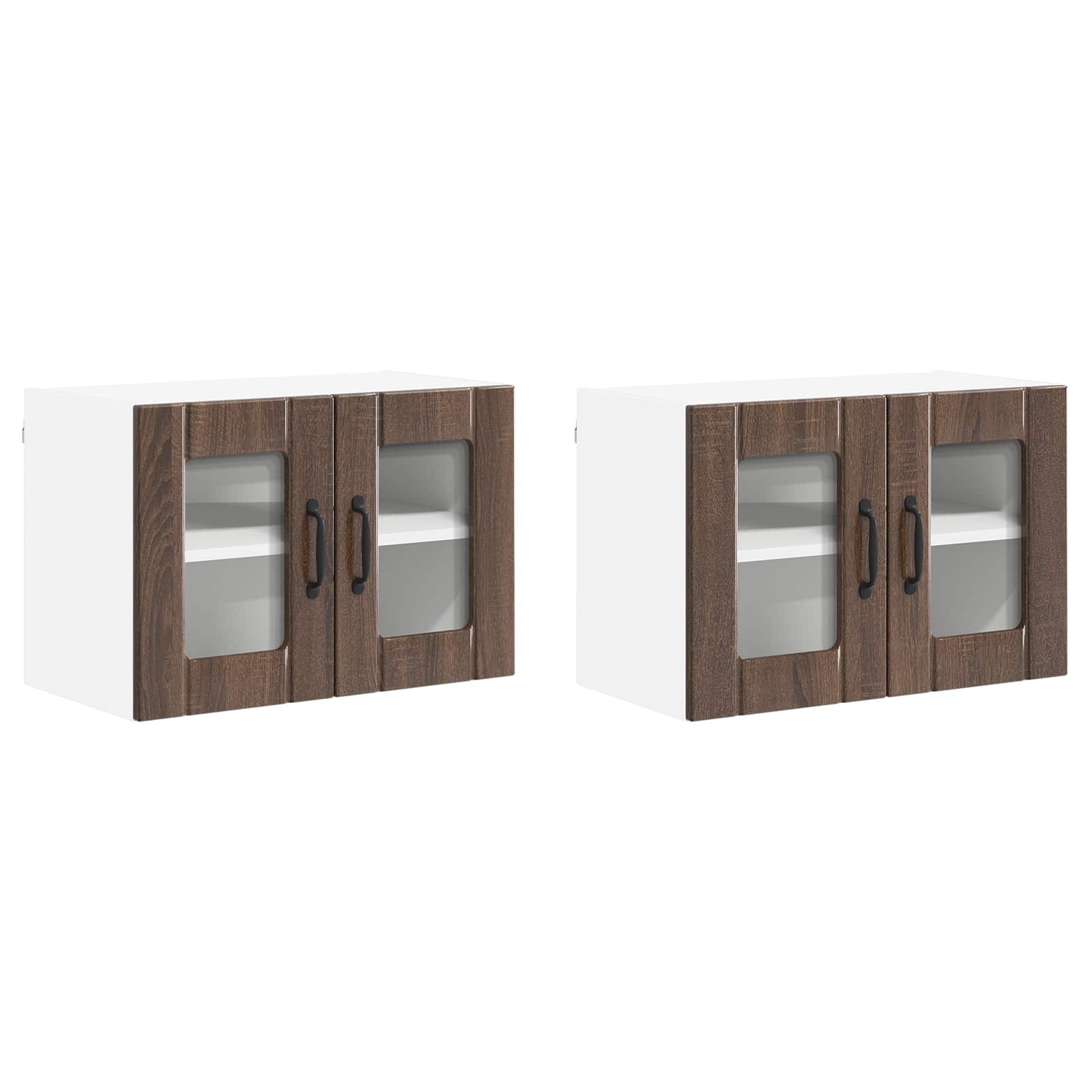Zidni stakleni ormarić Lucca 2 pcs Smeđi hrast 60 x 31 x 40 cm