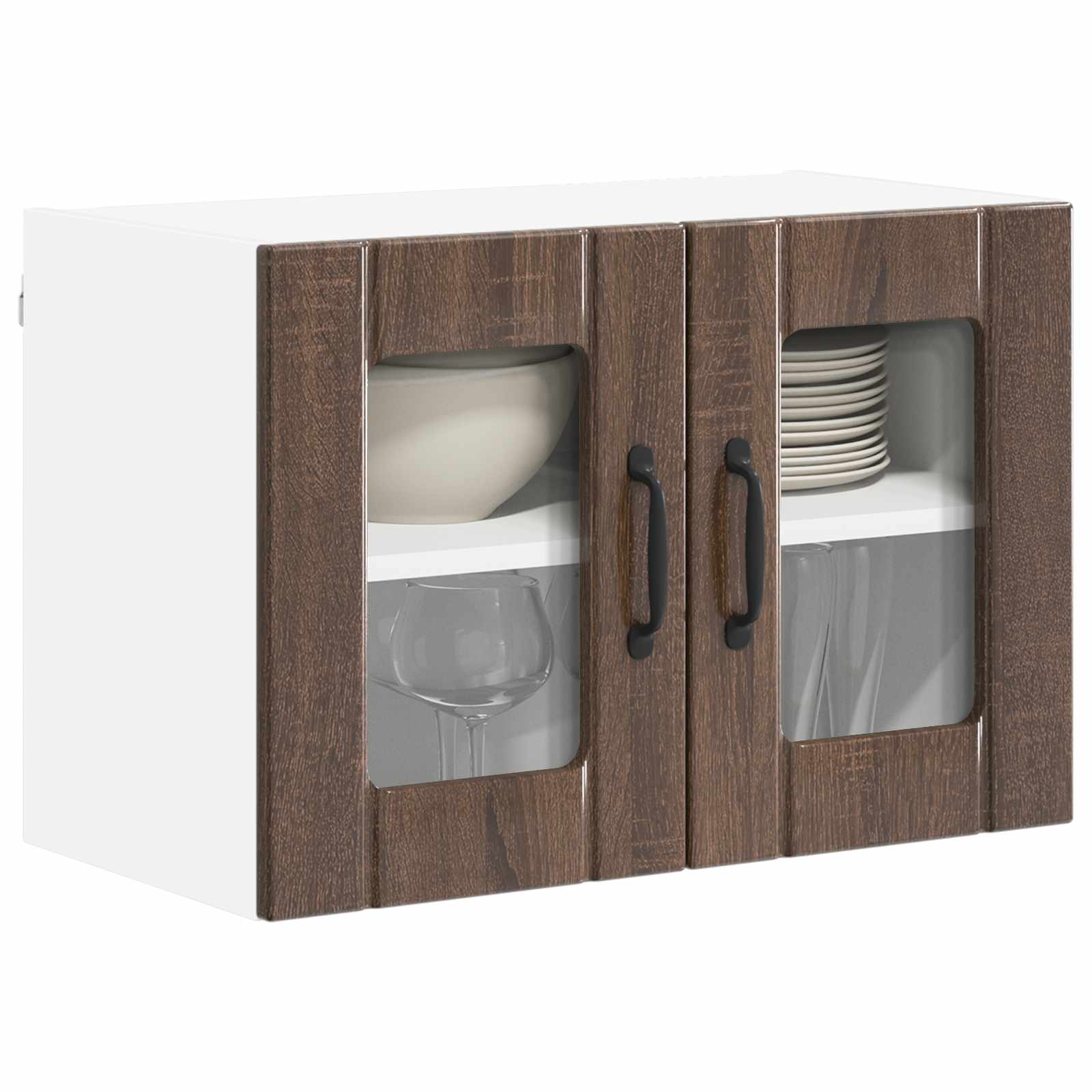 Zidni stakleni ormarić Lucca 2 pcs Smeđi hrast 60 x 31 x 40 cm
