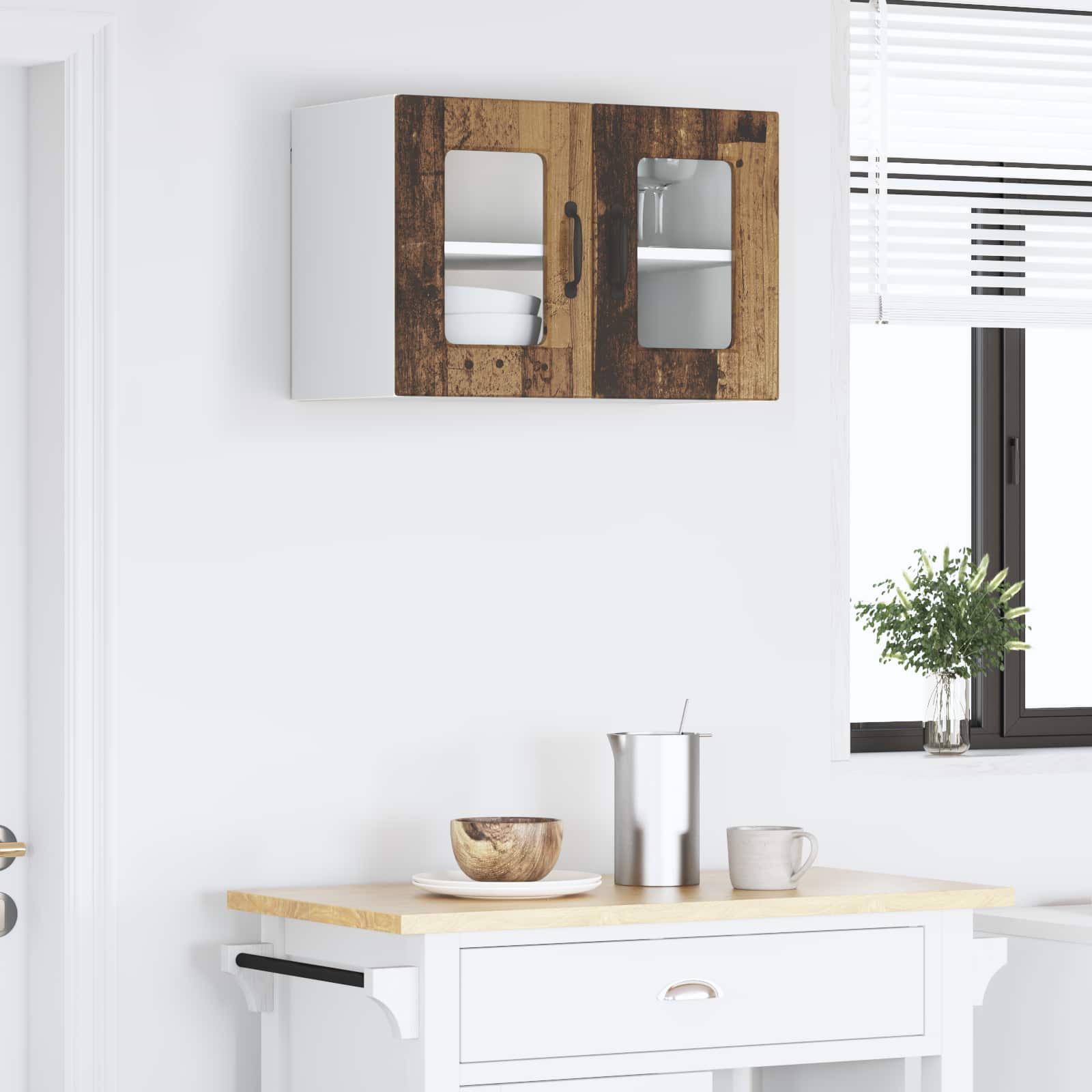 Zidni stakleni ormarić Lucca Staro drvo 60 x 31 x 40 cm