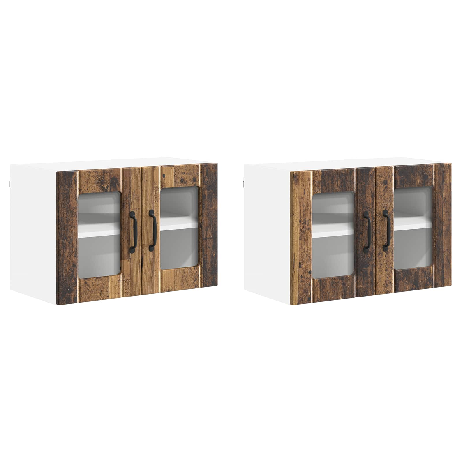 Zidni stakleni ormarić Lucca 2 pcs Staro drvo 60 x 31 x 40 cm