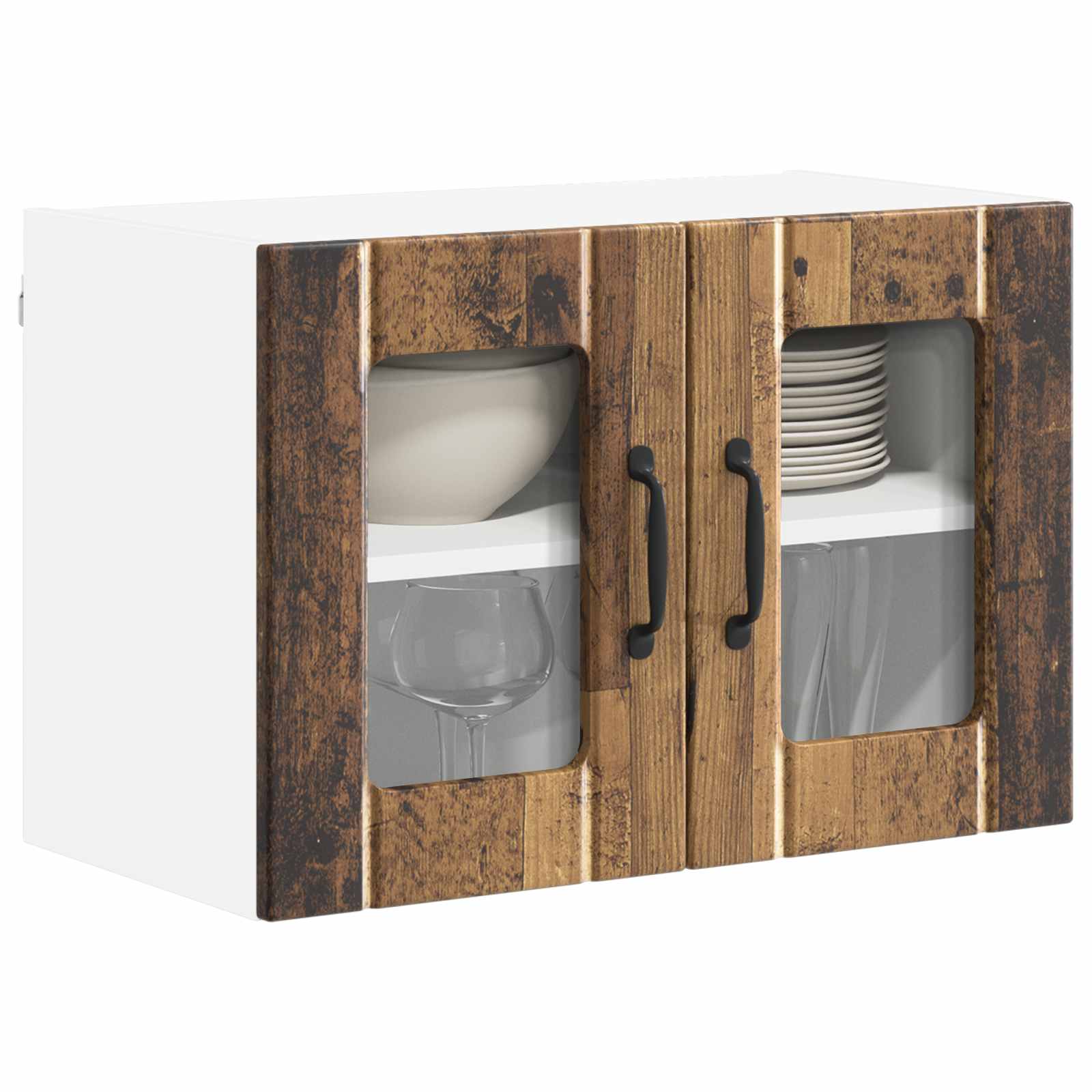 Zidni stakleni ormarić Lucca 2 pcs Staro drvo 60 x 31 x 40 cm