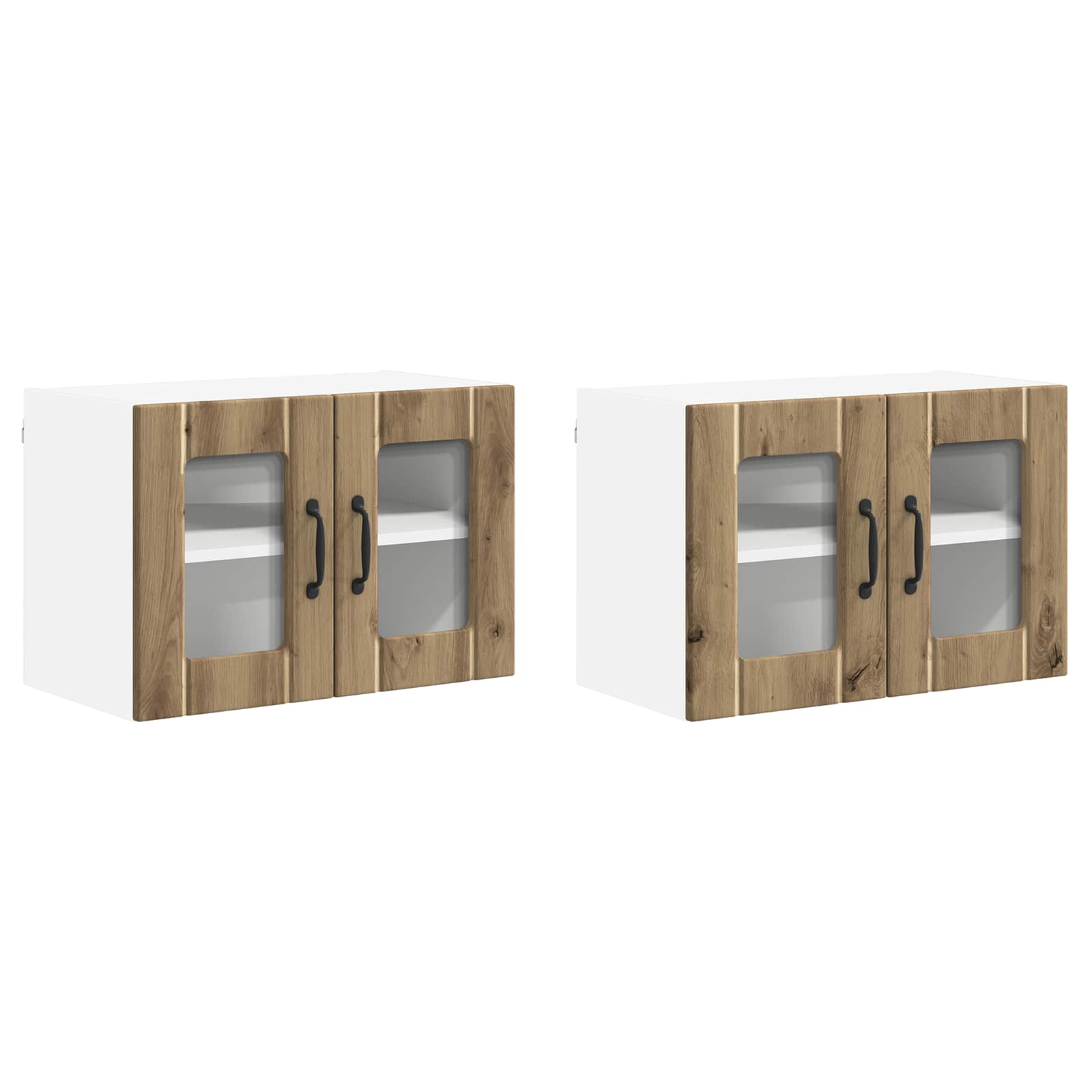 Zidni stakleni ormarić Lucca 2 pcs Hrast artisan