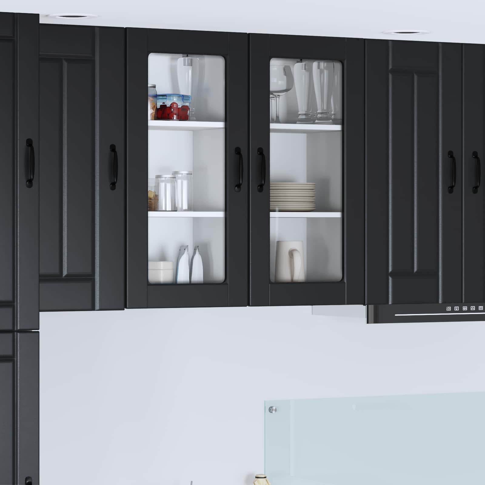 Zidni stakleni ormarić Lucca 2 pcs Crna 40 x 31 x 80 cm