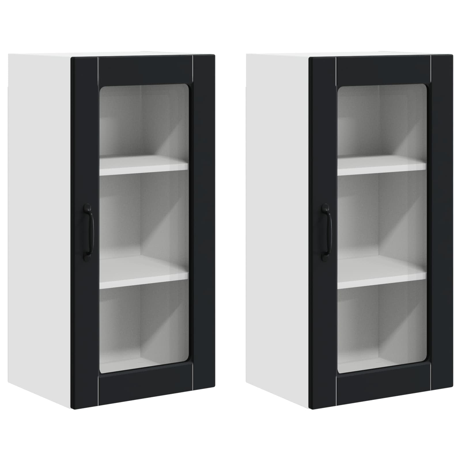 Zidni stakleni ormarić Lucca 2 pcs Crna 40 x 31 x 80 cm