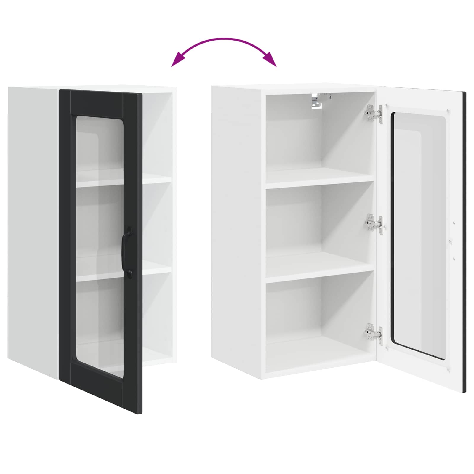 Zidni stakleni ormarić Lucca 2 pcs Crna 40 x 31 x 80 cm