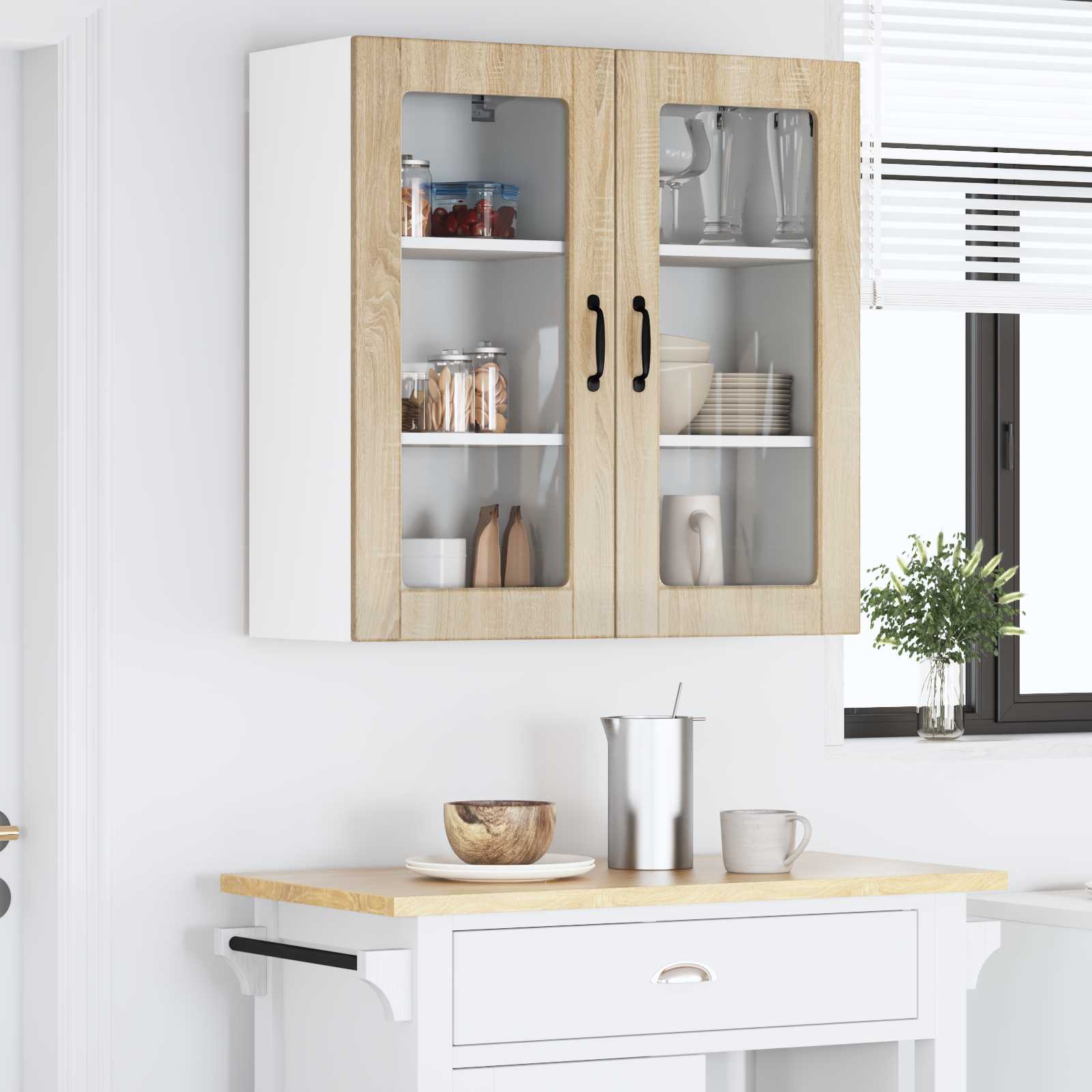 Zidni stakleni ormarić Lucca 2 pcs Hrast sonoma 40 x 31 x 80 cm